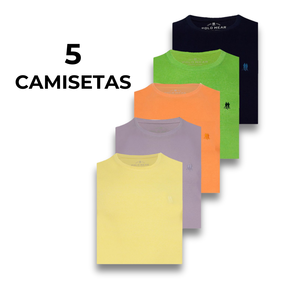 Kit 5 Camisetas Masculinas Básicas Algodão Polo Wear Sortido